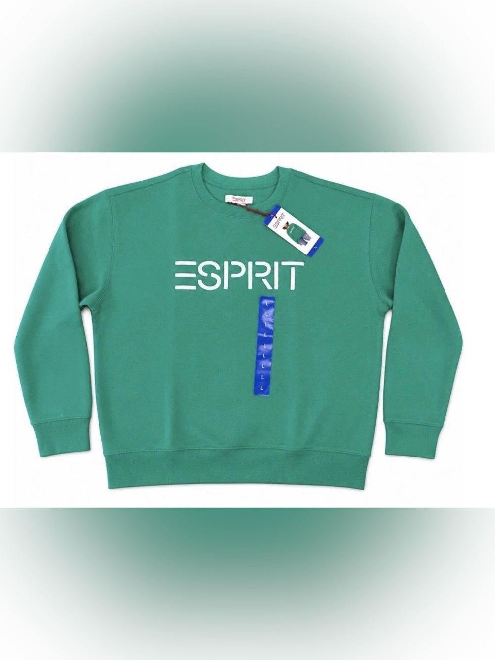 NWT Esprit Women's Logo Fleece Crewneck Sweatshirt Green  Vintage S M L XL XXL